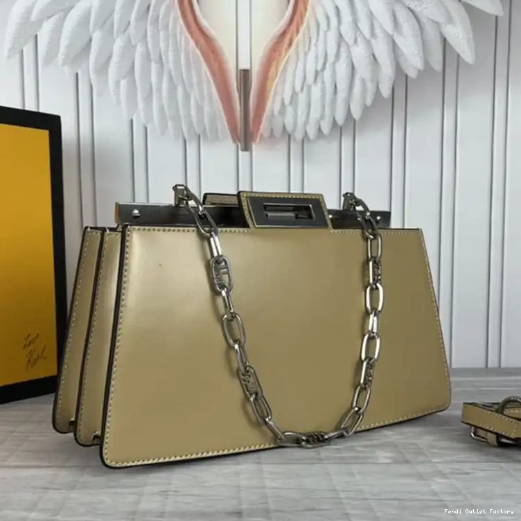 HOT Khaki In Leather Medium Fendi Bag Peekaboo Cut Calf 0705